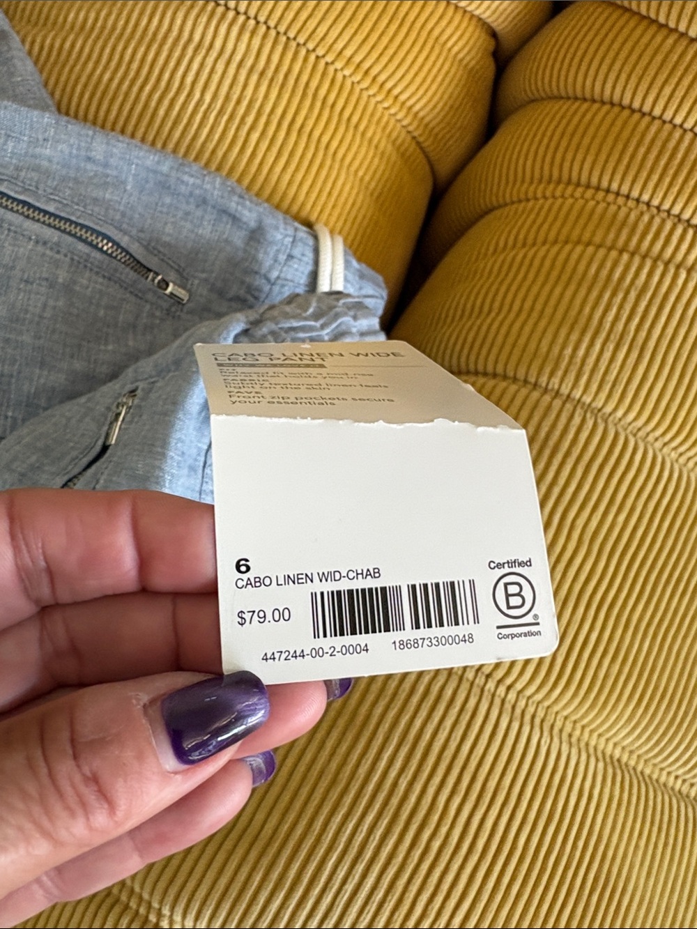 Athleta Light Blue Drawstring Linen-Blend Pants - Picture 7 of 7
